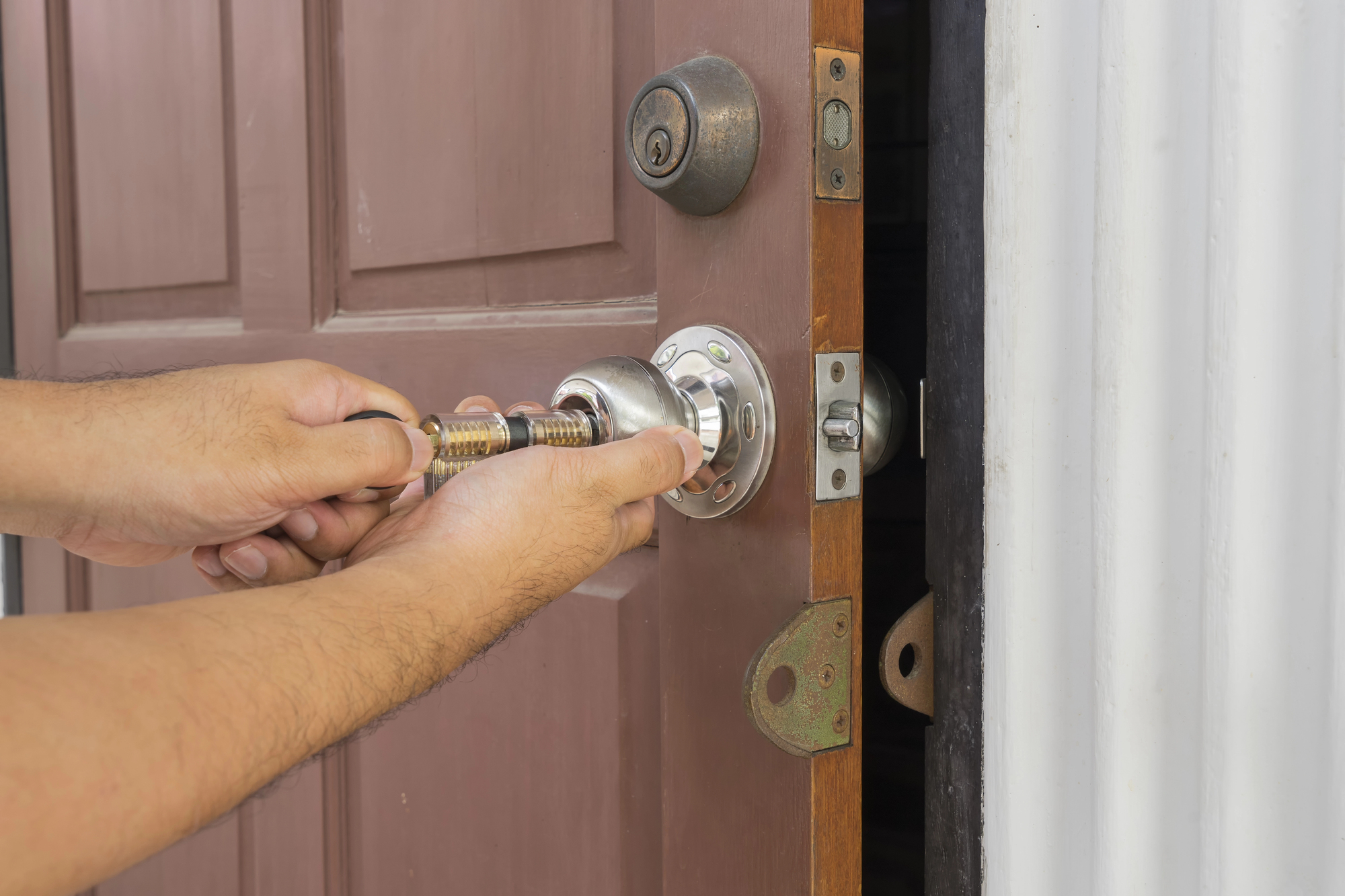 Local locksmith at a door